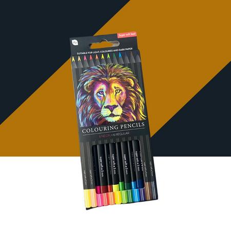 12 Professionele Kleurpotloden | Colouring Pencils | Potlood Met Zachte Punt | 6 NEON & 6 REGULAR |  Kleuren | Tekenen | Inkleuren